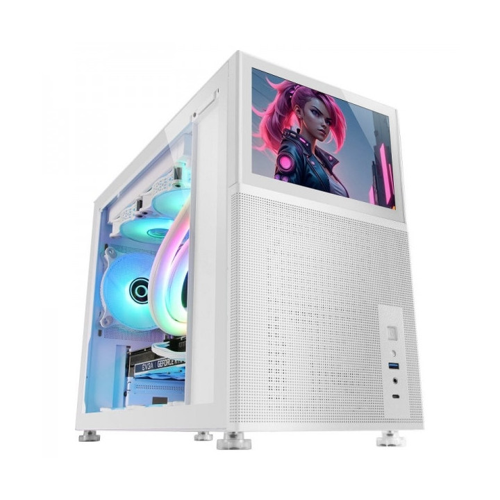 Mars Gaming MC-LCD Caja PC Gaming - Pantalla LCD IPS 8" - Soporte Refrigeracion Liquida - Conectividad USB-C y USB 3.0 - Espaci