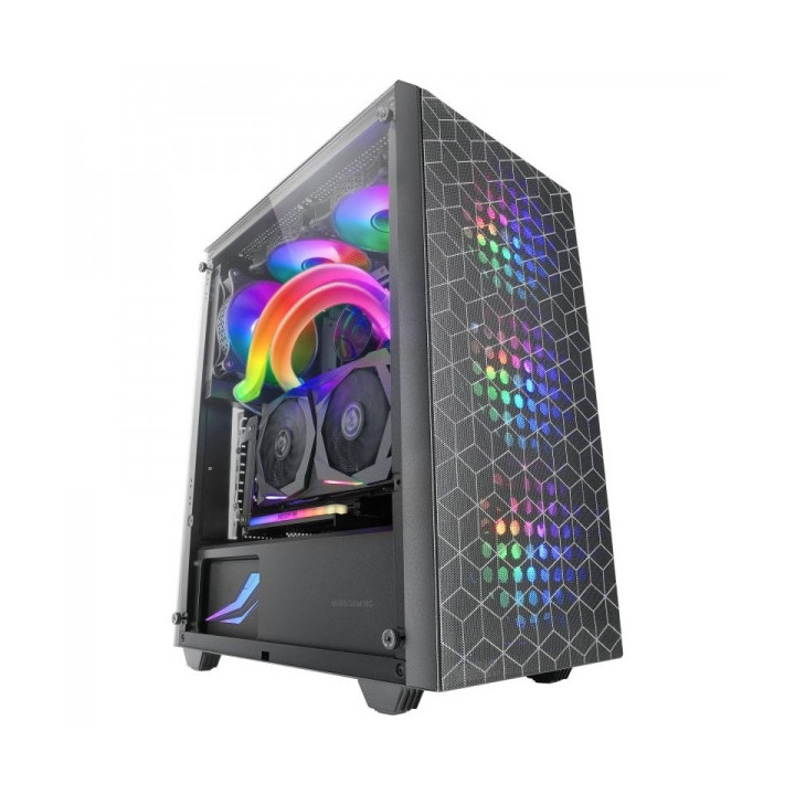 Mars Gaming MC-MAG Caja Gaming - Doble Rejilla Magnetica - Cristal Templado - 3 Ventiladores RGB - Soporte Refrigeracion Liquid