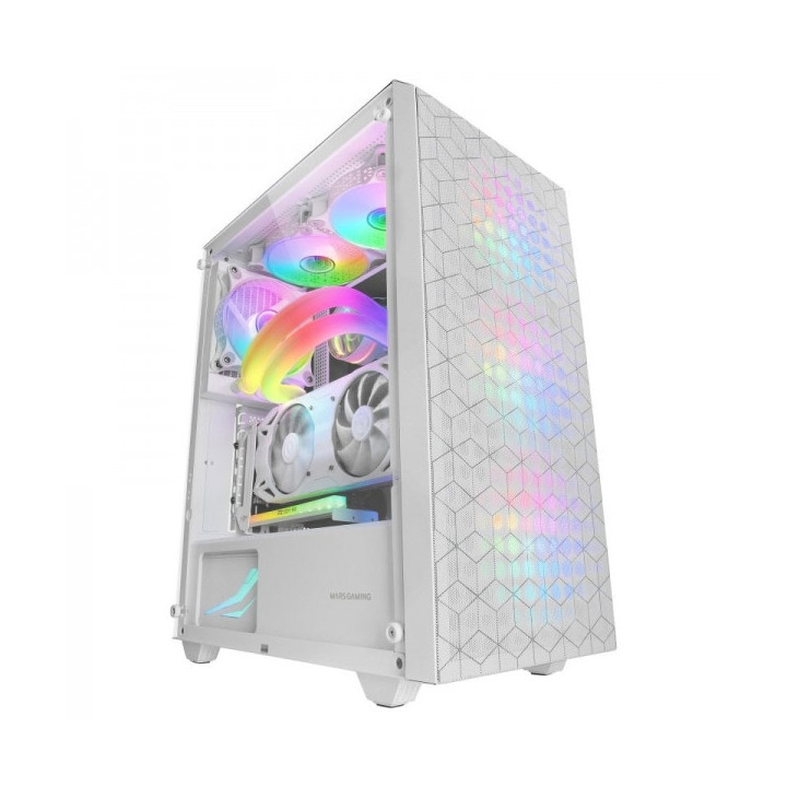 Mars Gaming MC-MAG Caja Gaming - Doble Rejilla Magnetica - Cristal Templado - 3 Ventiladores RGB - Soporte Refrigeracion Liquid