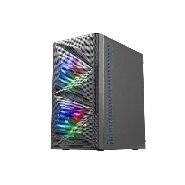 Mars Gaming Caja Gaming Compacta MC-ME - Diseño Innovador - Ventiladores FRGB 120mm - Ventana Lateral Cristal Templado - Maxim