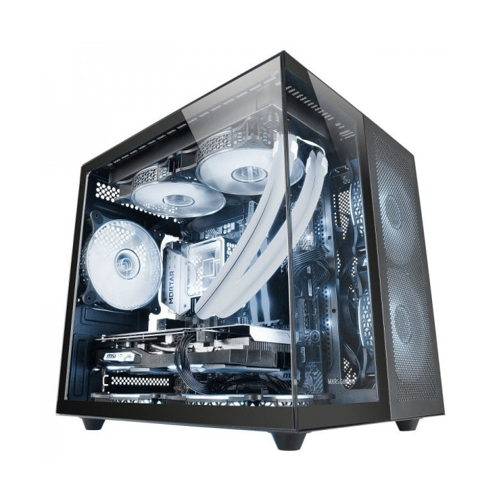 Mars Gaming MC-NOVAM Minitorre - Doble Cristal Templado - Hasta 7 Ventiladores - Modular - USB-C y USB 3.0 - Compatible MicroAT