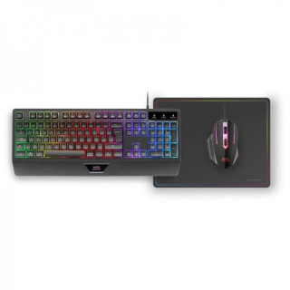 Mars Gaming MCP124 Combo Gaming 3en1 - Teclado H-Mech FRGB - Raton RGB Switches HUANO - Alfombrilla Nanotextil Rainbow - Compat