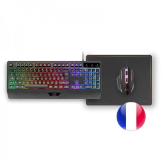 Mars Gaming MCP124 Combo Gaming 3en1 - Teclado H-Mech Ergonomico - Raton RGB Switches HUANO - Alfombrilla Nanotextil Rainbow -