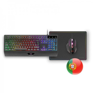 Mars Gaming MCP124 Combo Gaming 3en1 - Teclado H-Mech RGB - Raton 3200 DPI Switches HUANO - Alfombrilla Nanotextil Rainbow - Mu