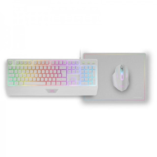 Mars Gaming MCP124 Combo Gaming 3en1 - Teclado H-Mech Ergonomico - Raton RGB Switches HUANO - Alfombrilla Nanotextil Rainbow -