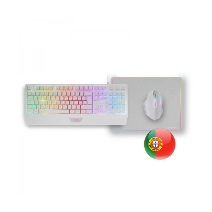 Mars Gaming MCP124 Combo Gaming 3en1 - Teclado H-Mech RGB - Raton RGB Switches HUANO - Alfombrilla Nanotextil Rainbow - Compati