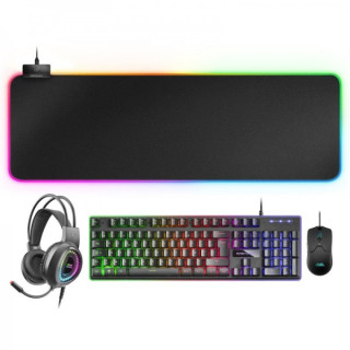 Mars Gaming MCPEXFR Combo Gaming 4 en 1 - Teclado H-MECH FRGB - Raton 10K DPI Ultraligero - Auriculares RGB FLOW - Alfombrilla