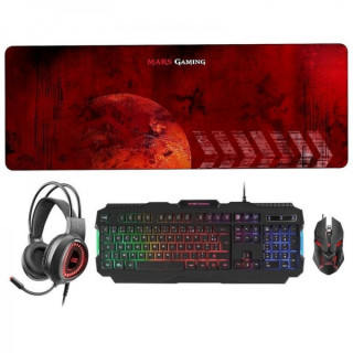 Mars Gaming MCPRGB2 Combo Gaming - Teclado RGB Rainbow - Raton 4000DPI RGB Flow - Auriculares RGB Flow - Alfombrilla XXL - Maxi