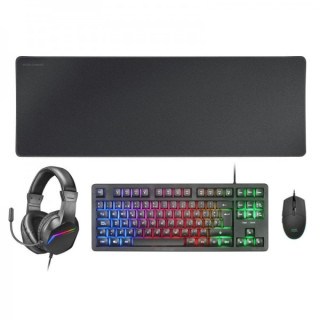 Mars Gaming MCP-RGB3 Combo Gaming 4en1 - Teclado TKL H-Mech LED FRGB - Raton Ultraligero RGB 3200 DPI - Auriculares Sonido Inme
