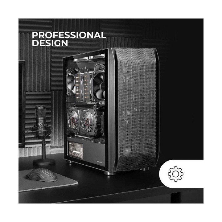 Mars Gaming MC-PRO2 Torre PC - 5 Ventiladores Ultra-Silenciosos - Soporte Refrigeracion Liquida - Ventana Cristal Templado - Co