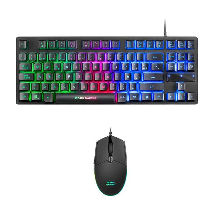 Mars Gaming Pack Teclado Formato TKL + Raton 3200dpi 6 Botones - Conectividad USB - Iluminacion RGB - Antighosting