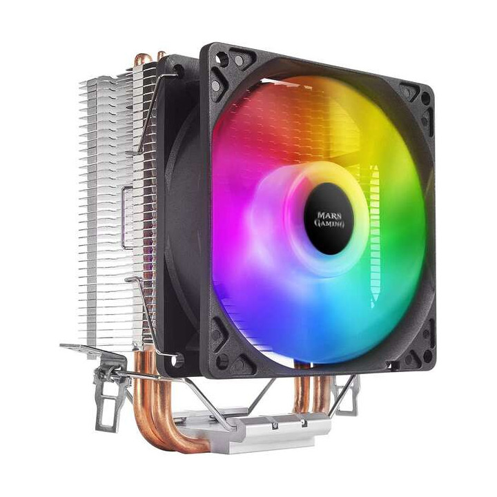 Mars Gaming Ventilador CPU 90mm con Disipador - Iluminacion RGB - Hasta 130W - Velocidad Max. 2200rpm - 2 Heatpipes