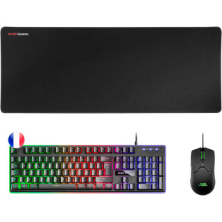 Mars Gaming Pack Premium Teclado Hibrido H-MECH - Raton Ultra Ligero 10K - Alfombrilla XXL - Compatibilidad Universal - Tecnolo