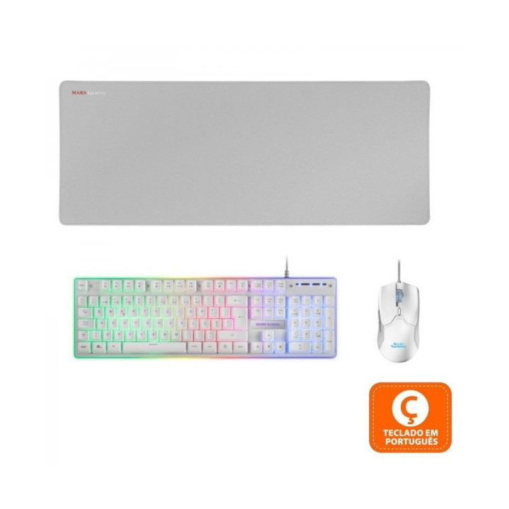Mars Gaming MCPX Combo Gaming Premium - Teclado Hibrido H-MECH - Raton 10K DPI Ultra Ligero - Alfombrilla XXL - Iluminacion FRG