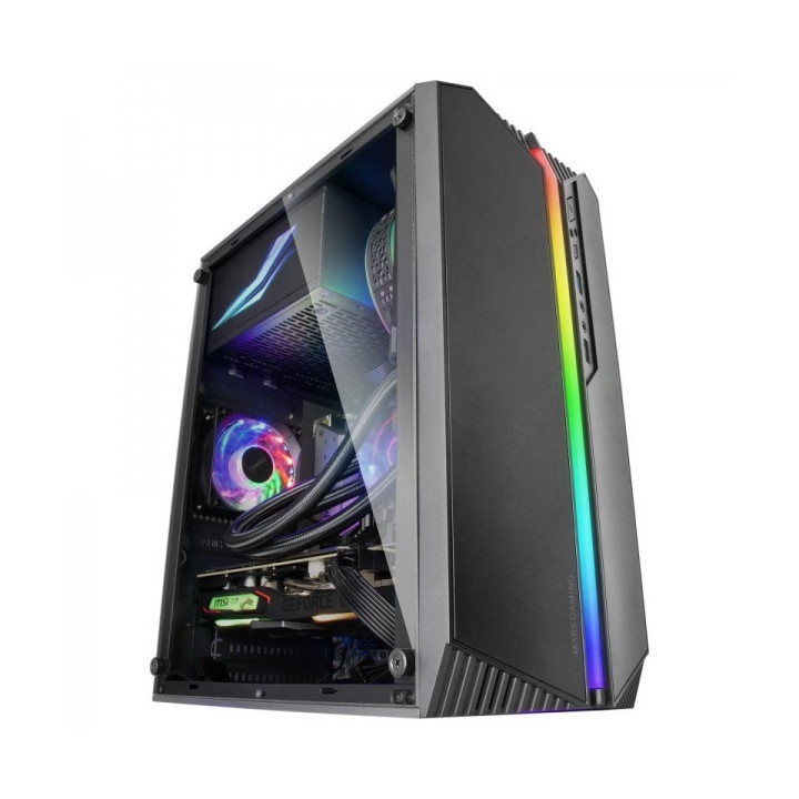 Mars Gaming MC-S1 Caja Compacta Gaming - Iluminacion ARGB 12 Modos - Ventana Lateral Completa - Refrigeracion Avanzada - Compat
