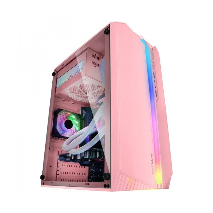 Mars Gaming MC-S1 Caja Compacta Gaming - Iluminacion ARGB 12 Modos - Ventana Lateral Completa - Ventilador FRGB Incluido - Comp