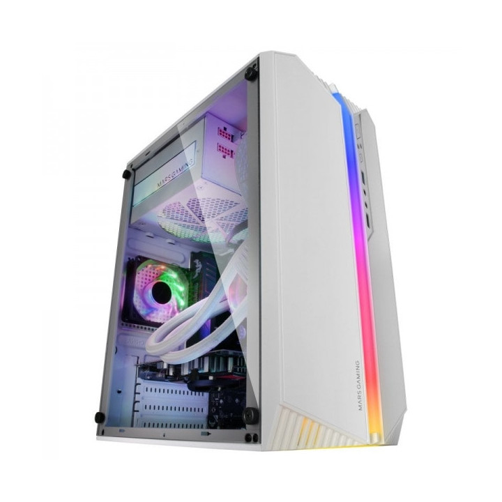 Mars Gaming MC-S1 Caja Compacta Gaming - Iluminacion ARGB 12 Modos - Ventilador FRGB Incluido - Ventana Lateral Completa - Comp