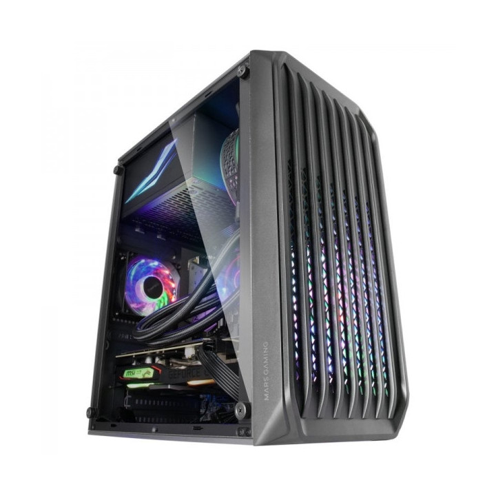 Mars Gaming MC-S2 Caja Compacta Gaming - Ventiladores FRGB - Flujo de Aire Optimo - Ventana Lateral Completa - Compatible Micro