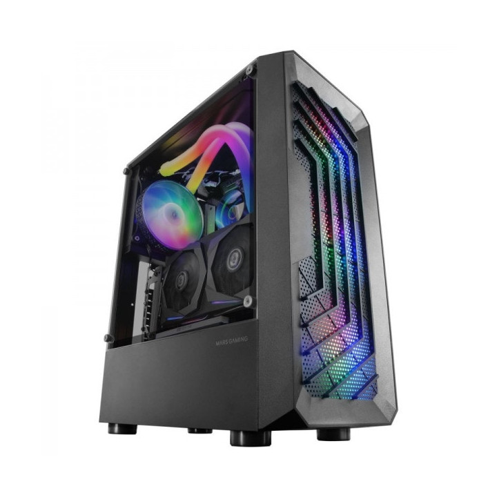 Mars Gaming MC-TOR Torre Gaming - Frontal MESH - Ventilacion FRGB - Soporte Placas ATX/microATX/mini-ITX - USB 3.0 - Almacenami