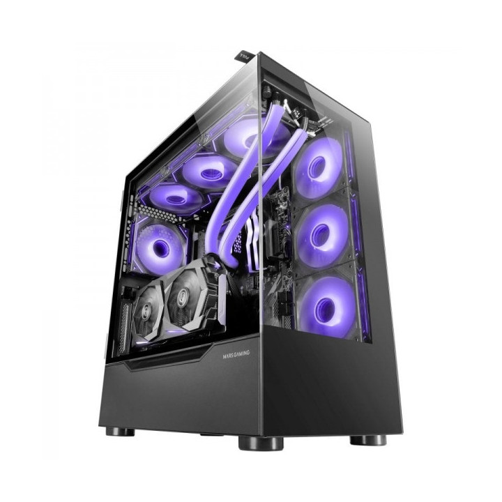 Mars Gaming MC-ULT Caja Gaming CUSTOM - Doble Cristal Templado - Soporte E-ATX - Refrigeracion Liquida - Capacidad para 9 Venti