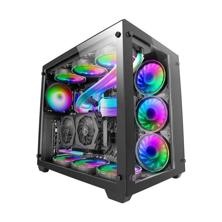 Mars Gaming MCV3 E-ATX Caja PC Tamaño XXL - Doble Ventana Cristal Templado - Capacidad Ampliada XXL - Estructura Modular Doble