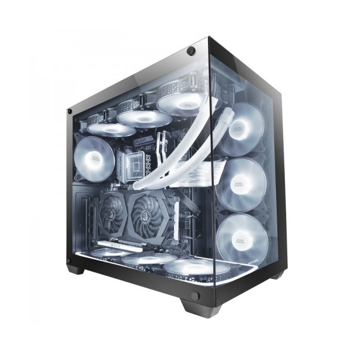 Mars Gaming MCV4 Torre Gaming Custom Premium - Cristal Templado Sin Marco - Estructura Modular Doble Camara - Soporte 10 Ventil