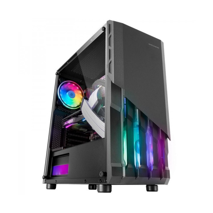 Mars Gaming MC-X2 Caja FRGB - Frontal de Acero - Ventana Lateral Completa - Soporte para 4 Ventiladores - Espacio para Componen