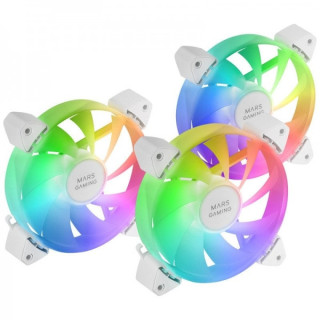 Mars Gaming MF-3A Kit de Ventiladores ARGB - Iluminacion 360º Sin Marco - Efectos ARGB Rainbow - Funcionamiento Ultrasilencios