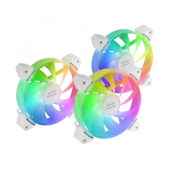Mars Gaming MF-3A Kit de Ventiladores ARGB - Iluminacion 360º Sin Marco - Efectos ARGB Rainbow - Funcionamiento Ultrasilencios