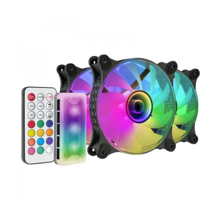 Mars Gaming MF-3DKIT Ventiladores ARGB - Espejo Infinito 3D - 220 Efectos - Controlador Avanzado - Ventilacion Silenciosa - Com