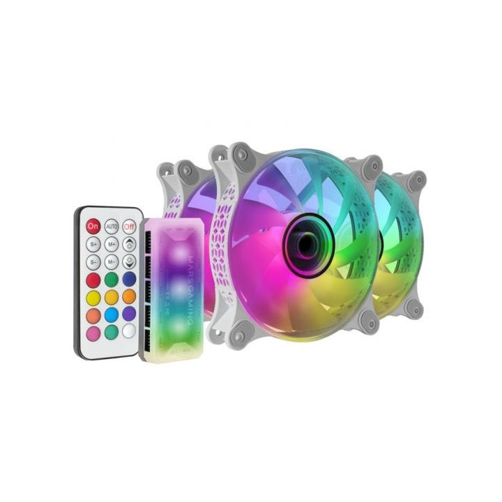 Mars Gaming MF-3DKIT Ventiladores ARGB Espejo Infinito - 220 Efectos - Controlador Avanzado - Iluminacion 360° - Compatible co