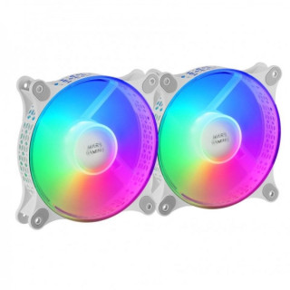 Mars Gaming MF-DUO Kit de Ventiladores - Iluminacion 360º FRGB RAINBOW - Ultra Silencioso - Conectividad 3PIN+4PIN - 2 Unidade