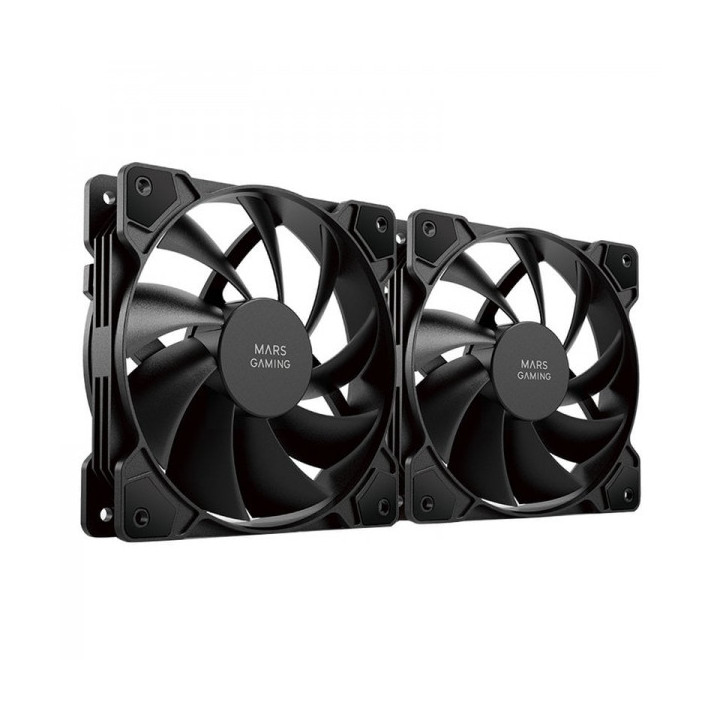 Mars Gaming MFPROX2W Ventiladores Profesionales - Ultra Silenciosos - Rodamientos FDB - Conectividad 3PIN+4PIN - Kit de 2 Unida