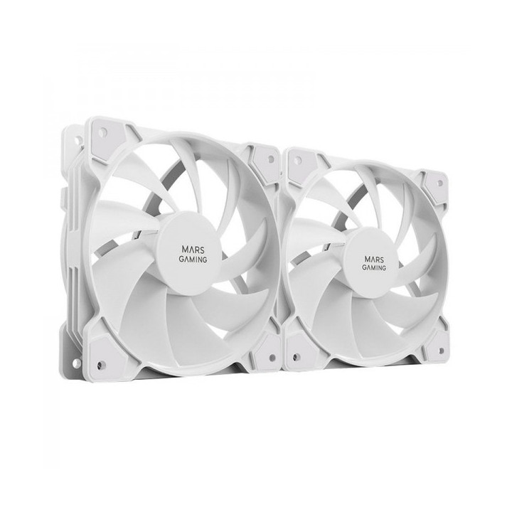 Mars Gaming MFPROX2W Set de Ventiladores - Ultra Silencioso - Rodamientos FDB - Conectividad 3PIN+4PIN - Color Blanco