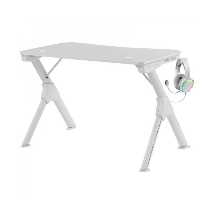 Mars Gaming MGDW Mesa Gaming - Estabilidad Imbatible - Acero y Fibra de Carbono - Gestion de Cableado - Soportes para Auricular