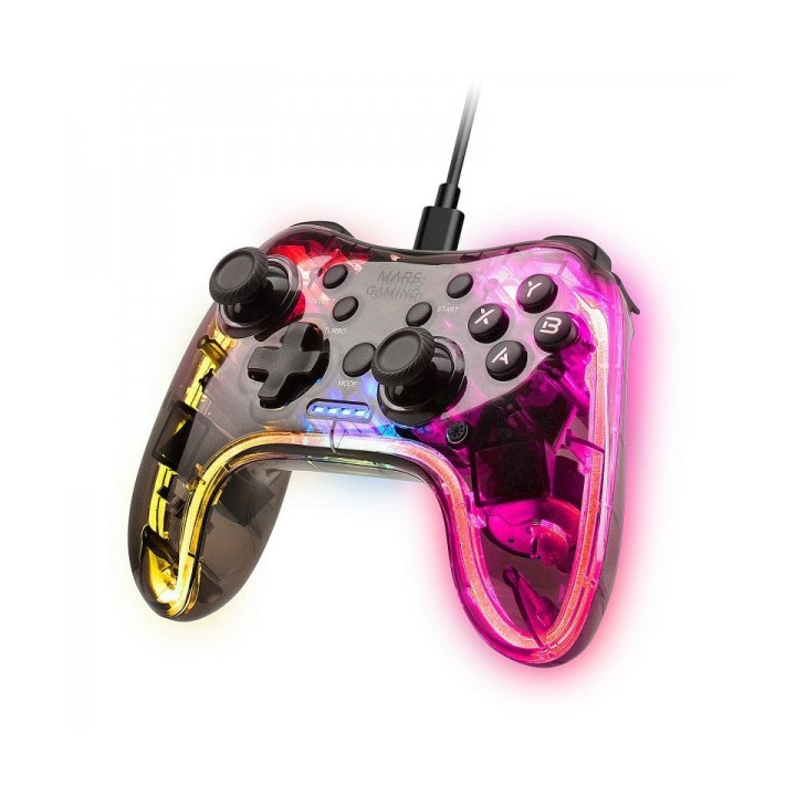 Mars Gaming MGP-C Gamepad Profesional - Iluminacion NEON RGB - Vibracion Haptica Dual - Compatibilidad Multiplataforma - 20 Bot