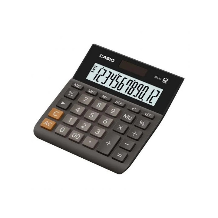 Casio MH-12 Calculadora de Sobremesa - Pantalla Extragrande LCD de 12 Digitos - Solar y Pilas - Color Negro