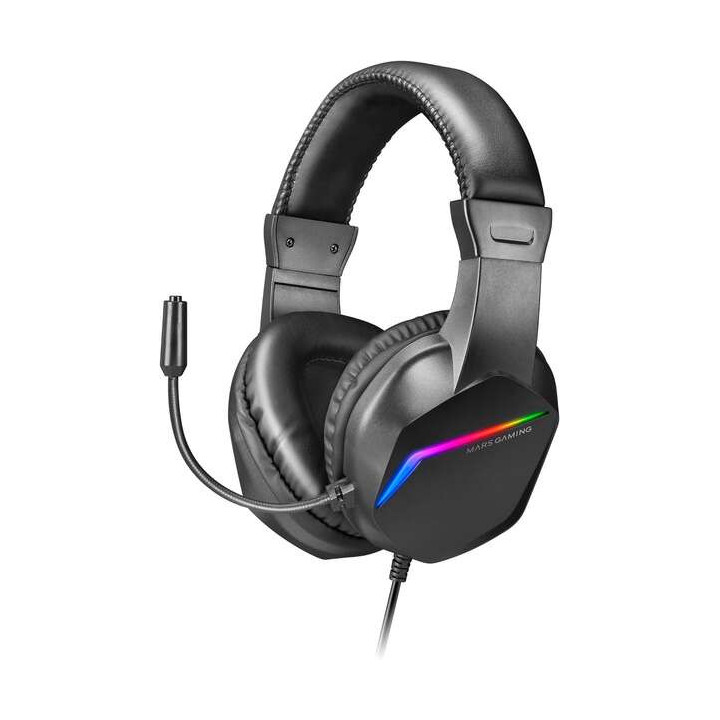 Mars Gaming Auriculares MH122 Ultraligeros con Iluminacion FRGB Rainbow - Sonido Hi-Fi Ultra-Bass Spatial Sound - Diseño Ergon