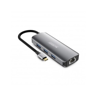 Urban Factory Hubee HUB 8 en 1 - USB-C Macho - USB-A/HDMI/RJ45/USB-C/SD/MSD Hembra - 100W PD - Color Gris Metal