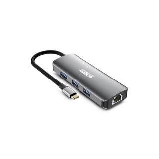 Urban Factory Hubee HUB 7 en 1 - USB-C Macho - USB-A/HDMI/RJ45/USB-C Hembra - 100W PD - Color Gris Metal