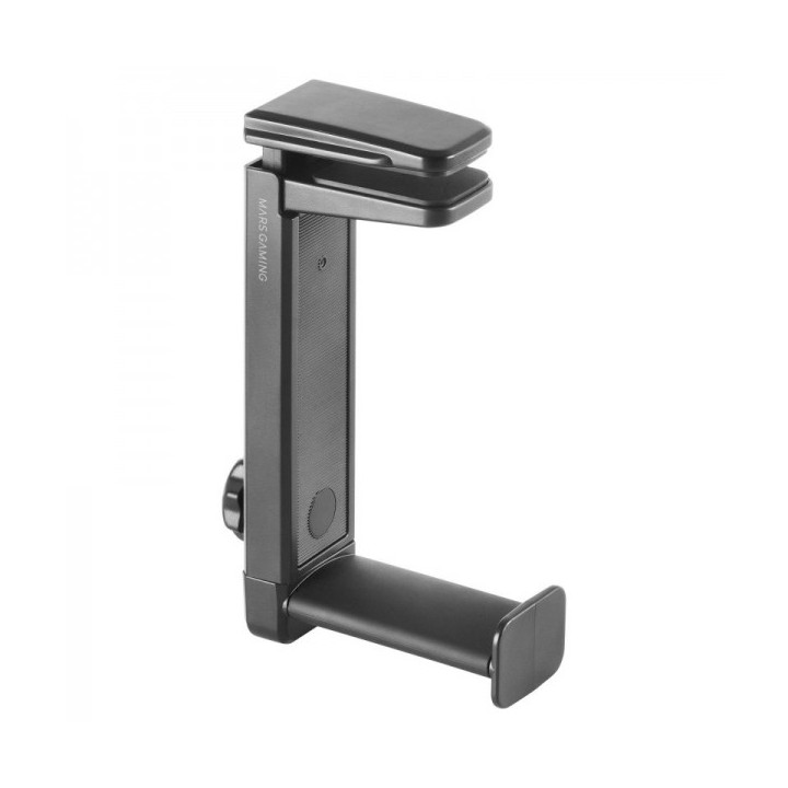 Mars Gaming MHH2 Soporte de Cascos - Instalacion Dual Gancho-Soporte - Mecanismo 360º - Ajustable - Agarre Firme - Almohadilla