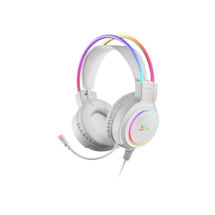 Mars Gaming Auriculares Gaming con Microfono Flexible - Iluminacion RGB - Diadema Ajustable - Almohadillas Acolchadas - Control
