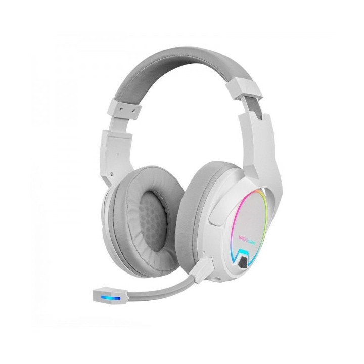 Mars Gaming MHW-100 Auriculares Inalambricos - Sonido Envolvente - Iluminacion ARGB - 40h de Bateria - Microfono ENC Extraible