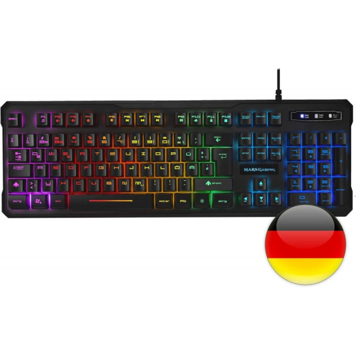 Mars Gaming MK218 Teclado Gaming - Retroiluminacion RGB 9 Efectos - Tecnologia H-MECH - Antighosting Completo - Compatible con