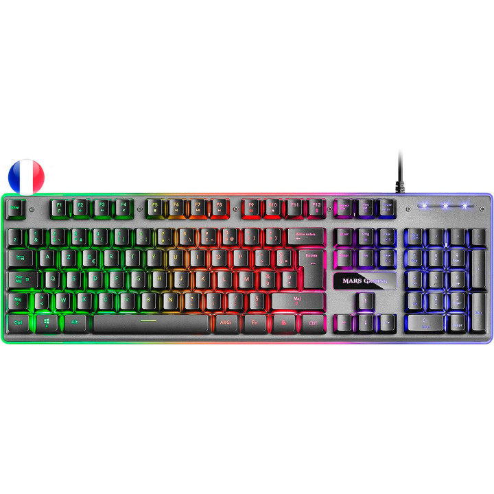 Mars Gaming Teclado Gaming MK220 - Tecnologia H-MECH - Iluminacion FRGB Rainbow - Panel de Aluminio - Base de ABS Reforzado - D