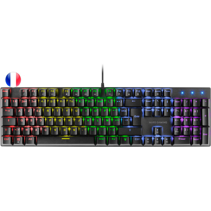Mars Gaming Teclado Mecanico RGB MK422 - Tecnologia Antipolvo - Efectos de Iluminacion Rainbow - Teclas Ultra-resistentes - Fun