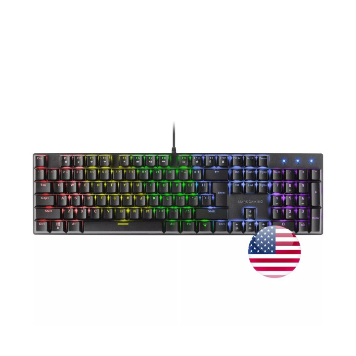 Mars Gaming MK422 Teclado Gaming - Switches Mecanicos Antipolvo - Teclas Imborables - Iluminacion RGB - Chip ARM - Compatibilid