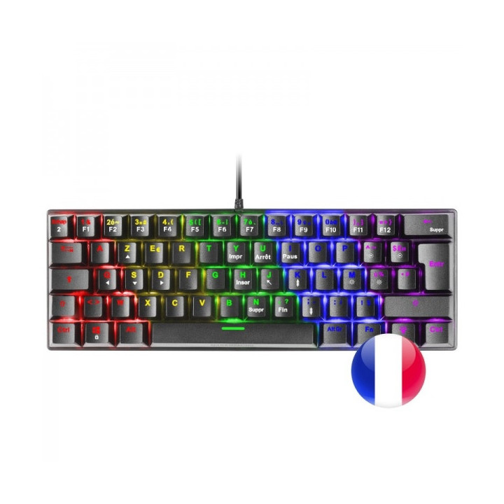 Mars Gaming MK60 Teclado Gaming Mecanico - Ultra-Compacto 60% - Switches Antipolvo - Iluminacion RGB - Teclas Imborrables - Ant