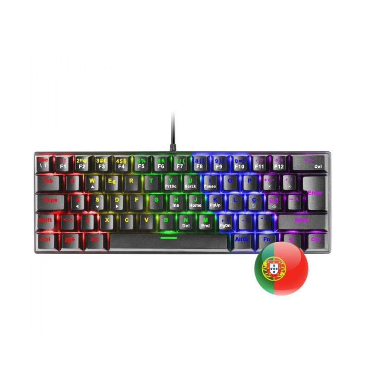 Mars Gaming MK60 Teclado Gaming Mecanico - Ultra-compacto 60% - Iluminacion RGB - Switches Antipolvo - Anti-ghosting Avanzado -