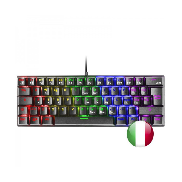 Mars Gaming MK60 Teclado Gaming Mecanico - Ultra-Compacto 60% - Switches Antipolvo - Iluminacion RGB - Teclas Imborrables - Ant